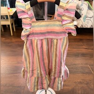 Cat & Jack Multicolor Striped Romper with Ruffle Straps